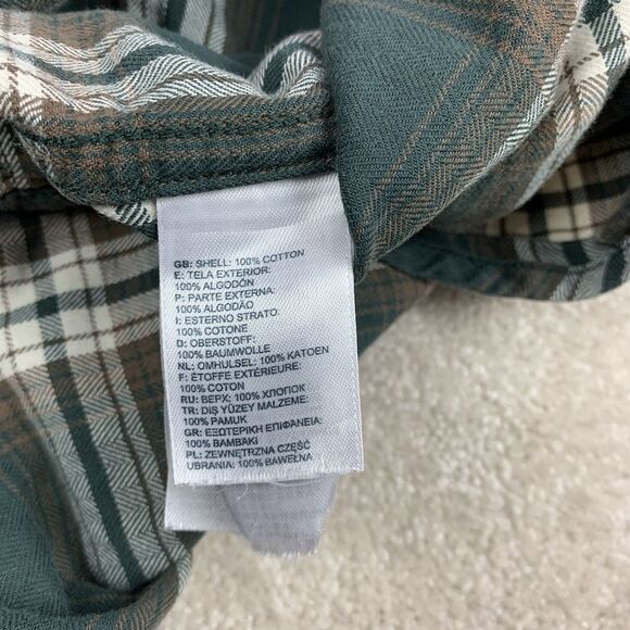 The North Face Mens Size Large Green Plaid Hiking Camping Outdoor Flannel Shirt - Picture 12 of 15